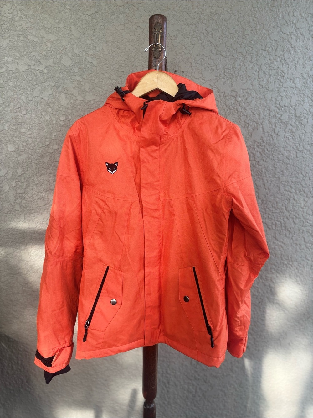 Iceburg Women’s Orange Hooded Ski Jacket with Fox Patch
